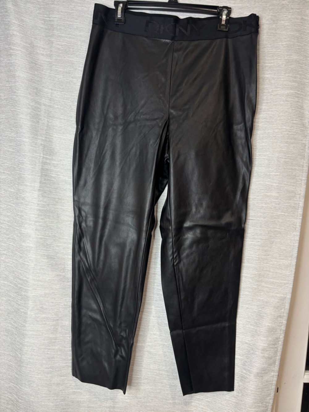 DKNY Black Faux Leather Jogger-Style Pants